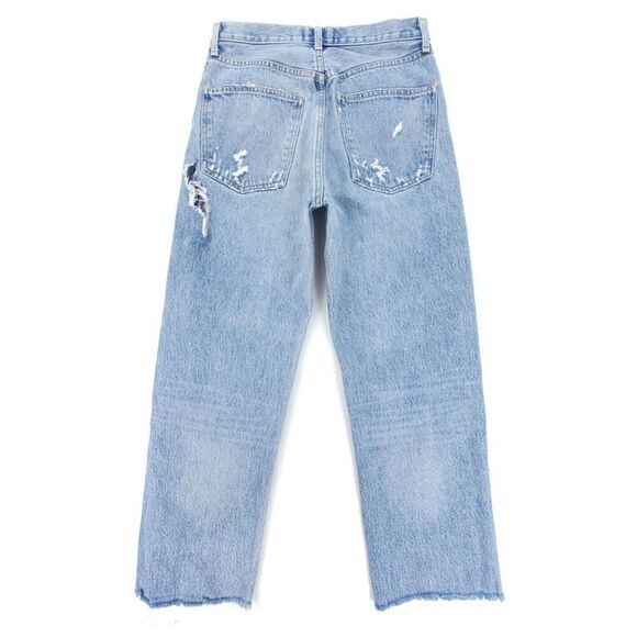 AGOLDE 90's Mid Rise Loose Fit Wide Leg Jeans Fall Out Distressed Light Denim 25 - Picture 5 of 7